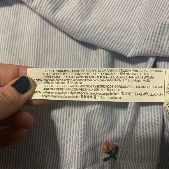 Zara Trafaluc  Collection Blue White Dress W/Floral Prints - Picture 6 of 10